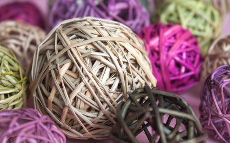 Colorful cane rattan balls, ornament wedding and interior decoration.の写真素材