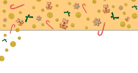 Christmas cookie pattern.Beige seamless background.Winter holidays dessert decoration.Creative...