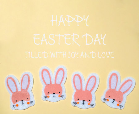 banner with easter bunnies on yellow background