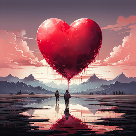 Heartfelt Hue, A watercolor portrayal of love, capturing the essence of romance for Valentines Day celebrationsの素材