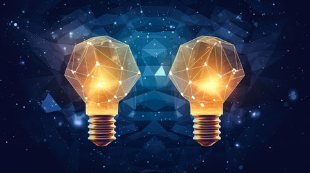 Glowing idea, A neon light bulb on a vibrant background a striking image promoting energy efficient solutions and nature conservationの素材