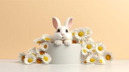 Easter joy unfolds, Bunny on colored paper a vibrant scene resonating with the happiness of the holiday, celebrating the arrival of springの素材