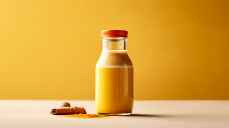 Golden goodness in a bottle, turmeric elixir for a healthy journey. Embrace wellness with this vibrant weight loss companion.の素材