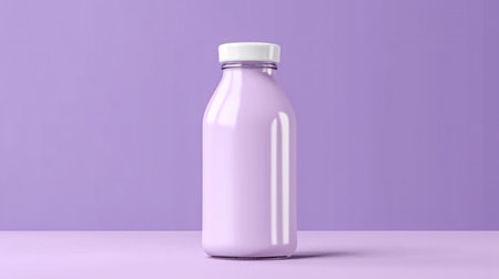 Milkshake with wild berries on a delicate purple background. A luscious stock photo capturing the essence of fruity indulgence and sweet harmony.の素材