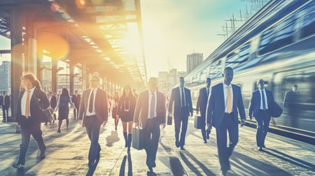 Blurred people walking through a modern office standard illustration capturing the dynamic and busy environment of a contemporary workplace.の素材