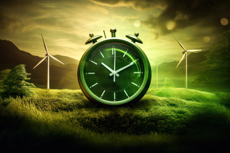 Time running out for Earths ecology 3D illustration of the planet draining within hours. Standard visual conveying urgency and environmental concern.の素材