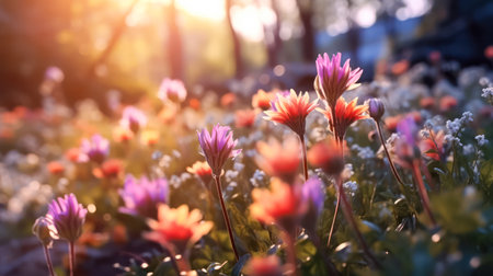 Vibrant cosmos flowers bloom gracefully in the garden, showing their beauty and adding a burst of color to natures canvas. Summer joy captured in petals.の素材