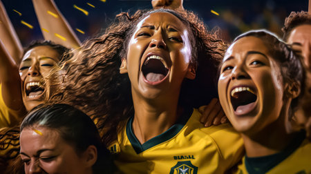Celebrate the power of teamwork as a womens team exuberantly rejoices in victory. The collective joy and triumph radiate the spirit of successful collaboration.の素材