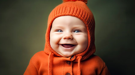 Experience heartwarming joy as a cute baby shares a radiant smile. The pure and innocent expression captures the essence of happiness and charm.の素材