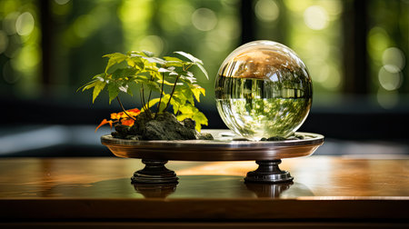 Elevate your space with beautiful indoor plants showcased in a sleek glass bowl, adding a touch of greenery and elegance to any room.の素材