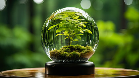 Elevate your space with beautiful indoor plants showcased in a sleek glass bowl, adding a touch of greenery and elegance to any room.の素材