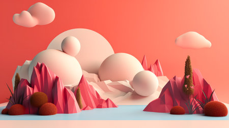 Explore the beauty of nature with intricate cutting paper 3D mountains, capturing the essence of serene landscapes in a unique artistic form.の素材