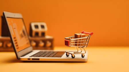 A basket for products with enough space for text in the background. Ideal for retail or food applications.の素材