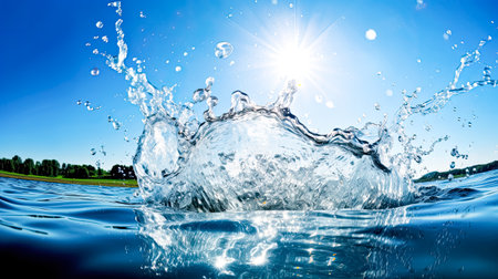 Captivating splashes and waves of water in the ocean, depicting the dynamic beauty and power of nature in motion.の素材