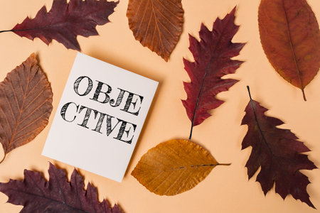 A white piece of paper with the word objective written on it