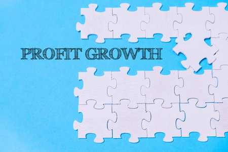 A jigsaw puzzle with the word profit growth written on it