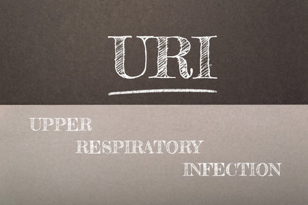 A chalkboard with the word URI written in white on it. The word is surrounded by other words such as...