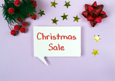Christmas Sale written in bold, festive letters, inviting shoppers to seasonal discounts and holiday cheer.の写真素材