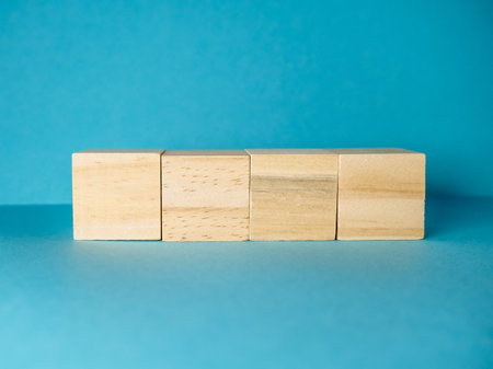 Row of wooden blocks are stacked on top of each other