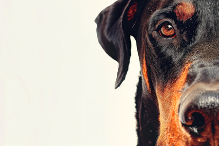 Dog with a black nose and brown eyes. The dog is looking at the cameraの素材