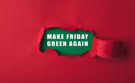 Red background with a green word that says Make Friday Green Again. The word is written in a way...