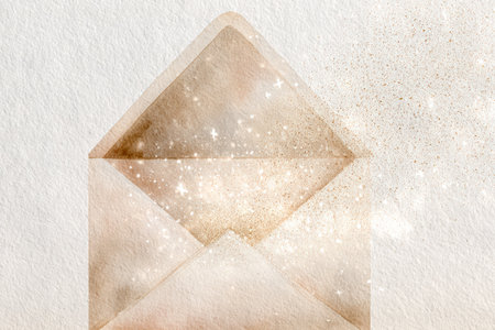 Elegant envelope with sparkling details, symbolizing Christmas and New Year greetings and wishesの素材