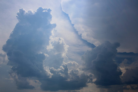 Storm cloud of dark Cumulus clouds in the sky tropical forecast