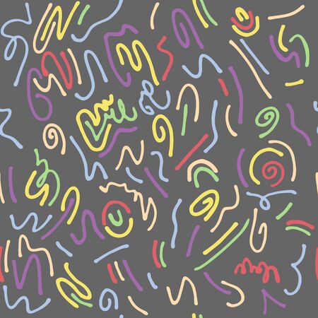 Seamless abstract hand-drawn lines pattern, wavy background. Seamless pattern can be used for wallpaper, pattern fills, web page background, surface textures. Gorgeous seamless background.のイラスト素材