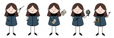 Set of characters in a flat style. Teacher in various situationsの写真素材