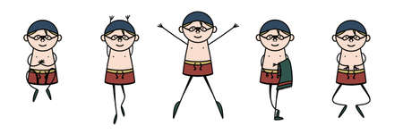 Set of characters in a flat style. Swimmer in various situationsの写真素材
