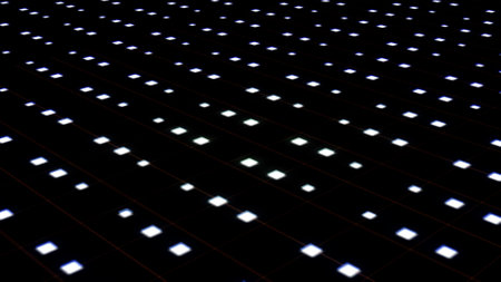 abstract background with blue and white squares on a black background.の写真素材