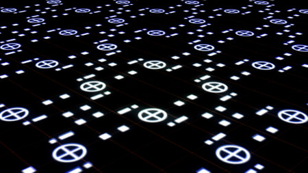 Binary code on black background, 3d rendering. Computer digital drawing.の写真素材