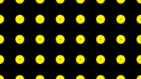 Yellow polka dots on black background. Seamless pattern.の写真素材