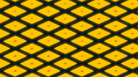 abstract seamless pattern with yellow rhombuses on a black backgroundの写真素材