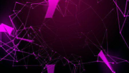 Abstract background of purple polygonal shapes with connecting dots and lines