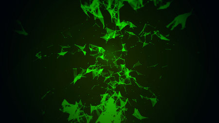 Abstract 3d rendering of chaotic structure. Futuristic background with dynamic particles.の写真素材