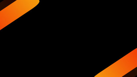 Orange and black diagonal stripes on black background with copy space. Vector illustrationの写真素材