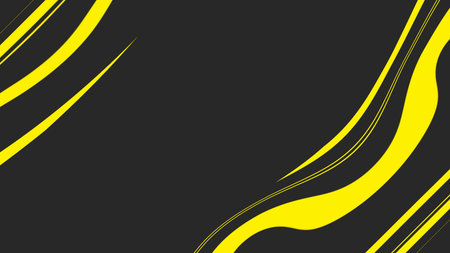 Abstract background with wavy lines in yellow and black colors. Vector illustration