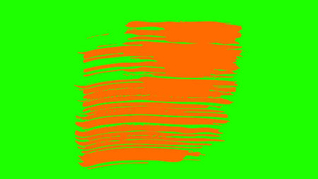 vector brush strokes of orange paint on a green background. Vector illustrationの写真素材