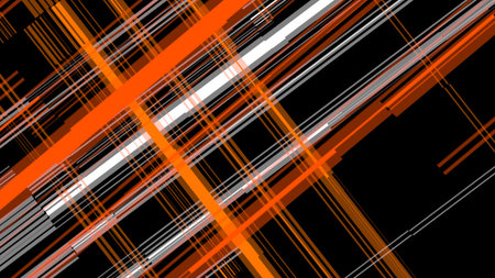 Abstract background of intersecting lines in orange and black colors. Illustration