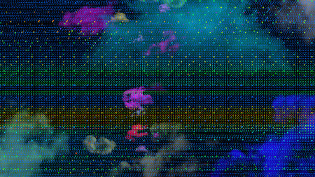 Abstract colorful digital background. Digital glitch effect. 3d rendering.