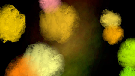 Abstract background with various multicolored smoke. Big and small.