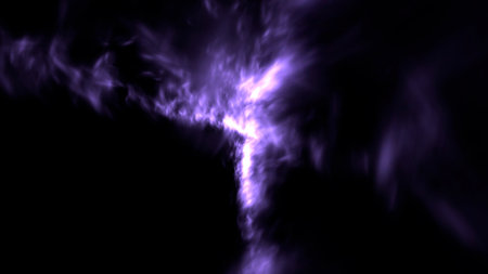 Purple nebula on a black background. 3d rendering, 3d illustration.の写真素材