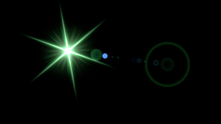 star with lens flare and bokeh effect made in 3d software