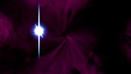 A 3D Illustration of a Star Burst in a Dark Skyの写真素材