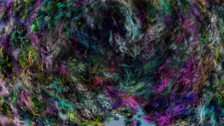 Fantasy chaotic colorful fractal pattern. Abstract fractal shapes. 3D rendering illustration...