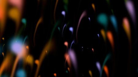 Abstract multicolored blurred background with bokeh defocused lightsの写真素材