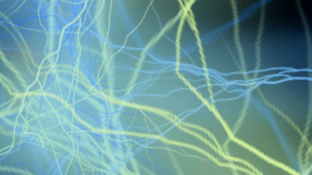 Abstract 3d rendering of chaotic particles in empty space. Futuristic background with dynamic particles.の写真素材