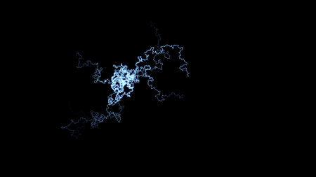 Abstract blue lightning on black background. Fantasy fractal texture. Digital art. 3D rendering.の写真素材