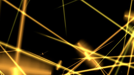 abstract gold lines on a black background. 3d render illustrationの写真素材